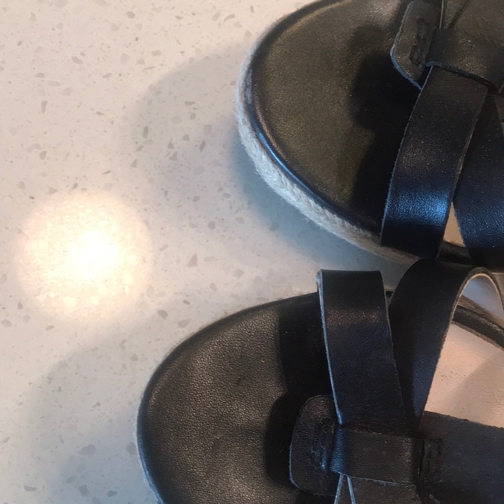 saks fifth ave black espadrille wedges - Picture 3 of 3